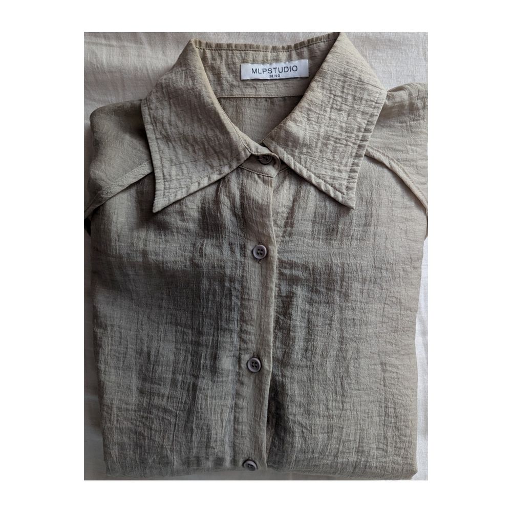 MLP Studio Sheer Button Down Blouse